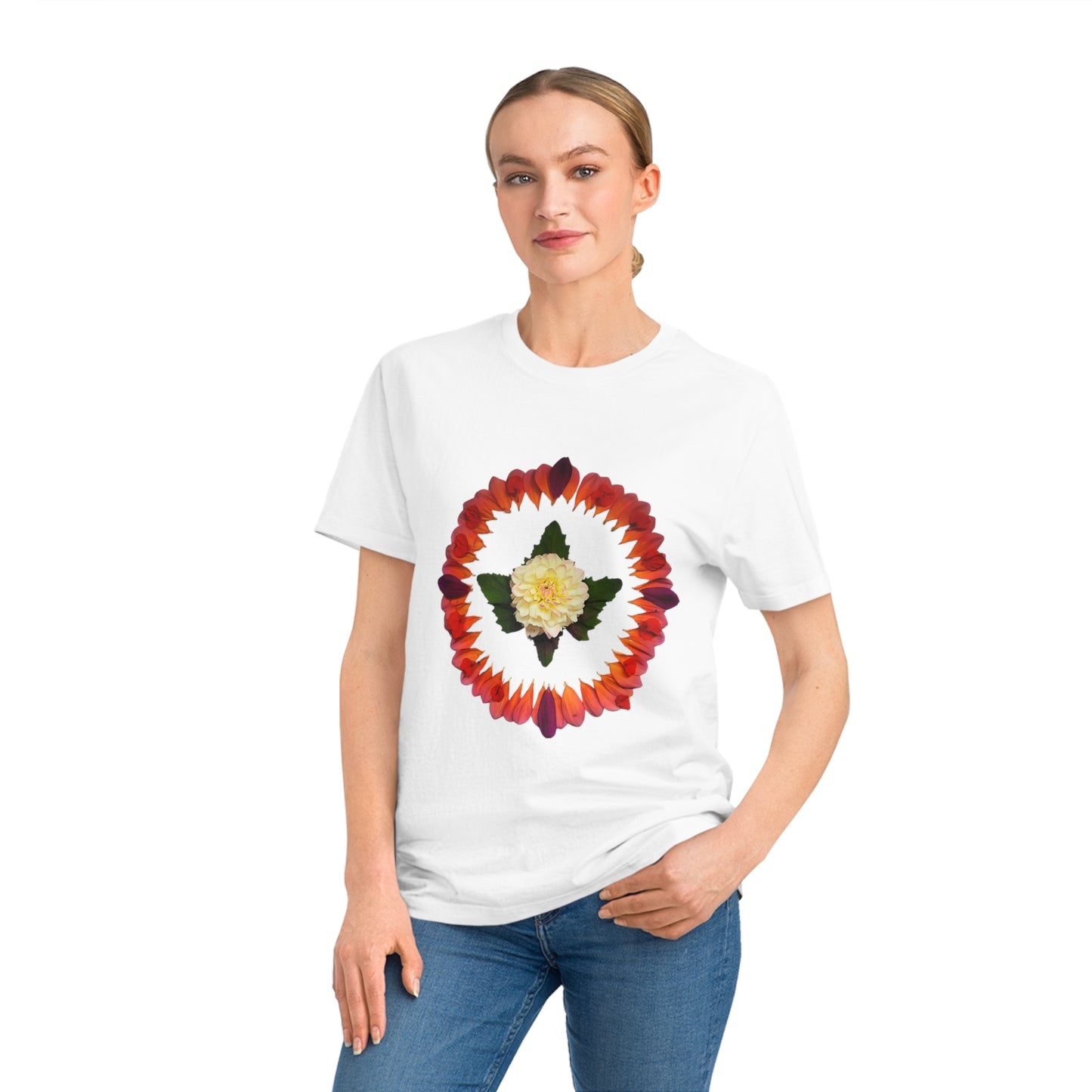 Unisex Mandala T-Shirt (Summer Dahlias)