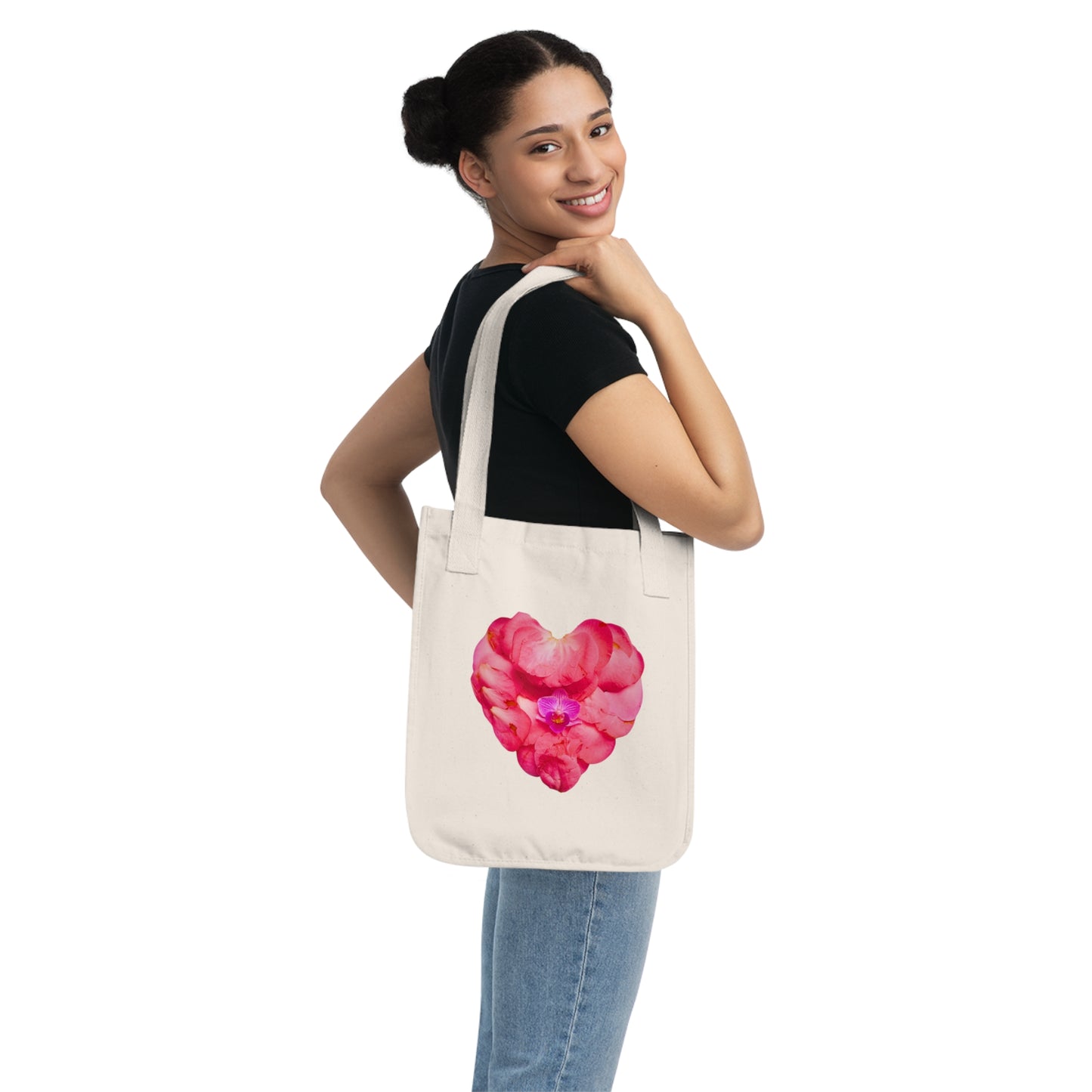 Organic Canvas Tote Bag (Camellia Heart)