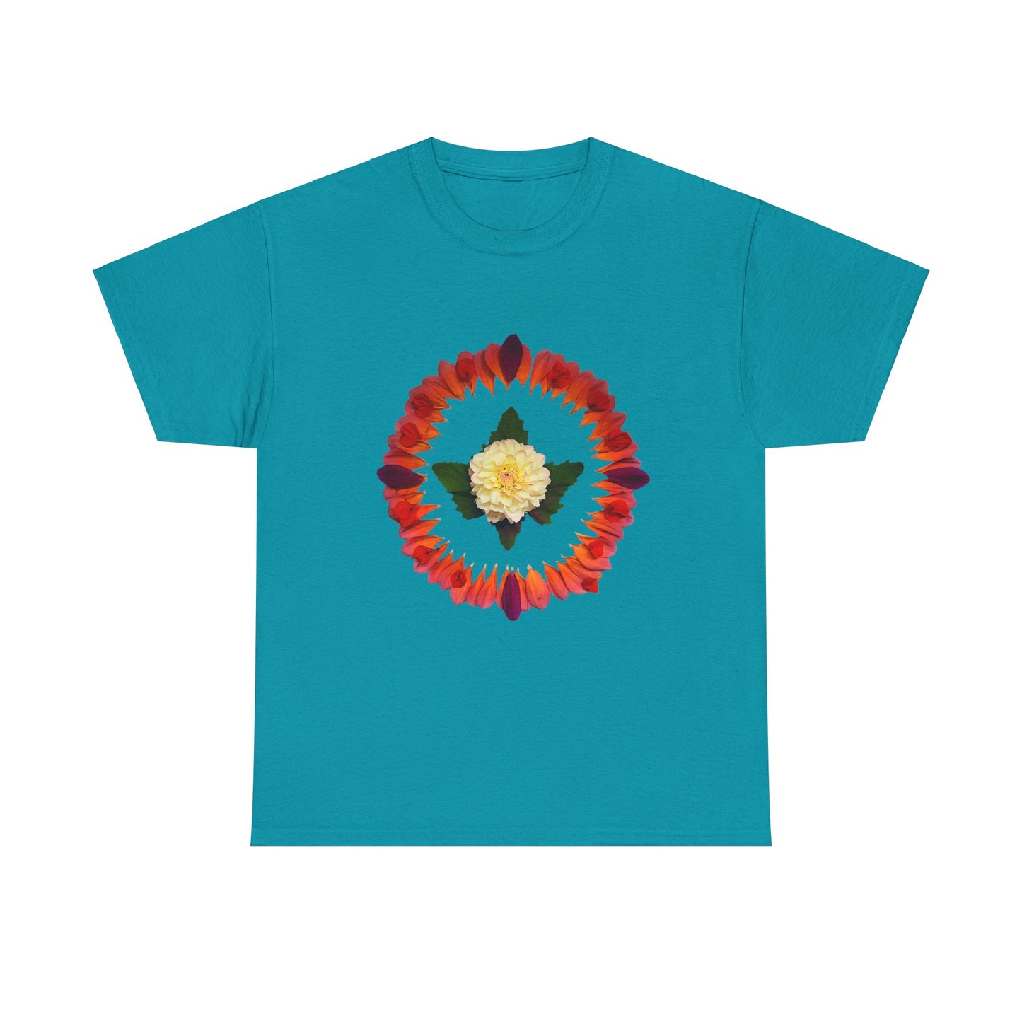 Heavy Cotton T-Shirt (Summer Dahlias)