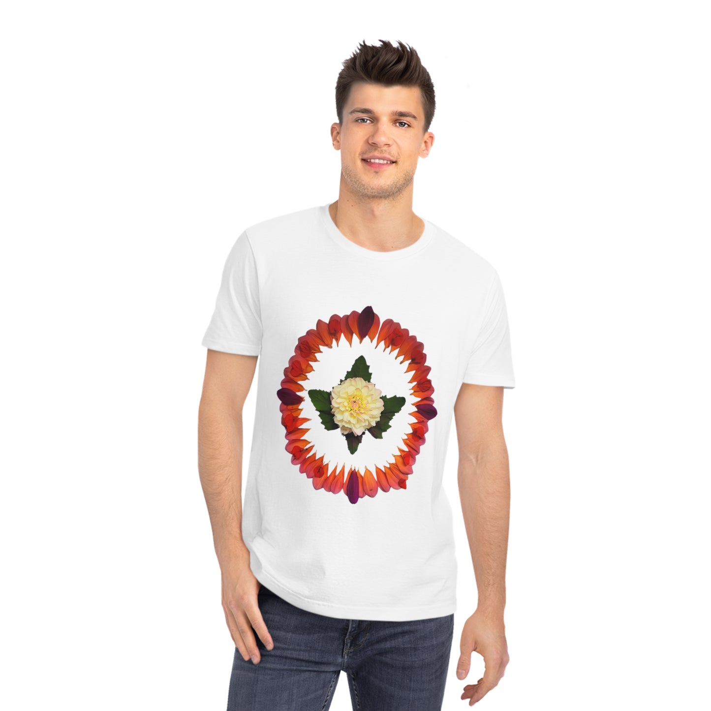 Unisex Mandala T-Shirt (Summer Dahlias)