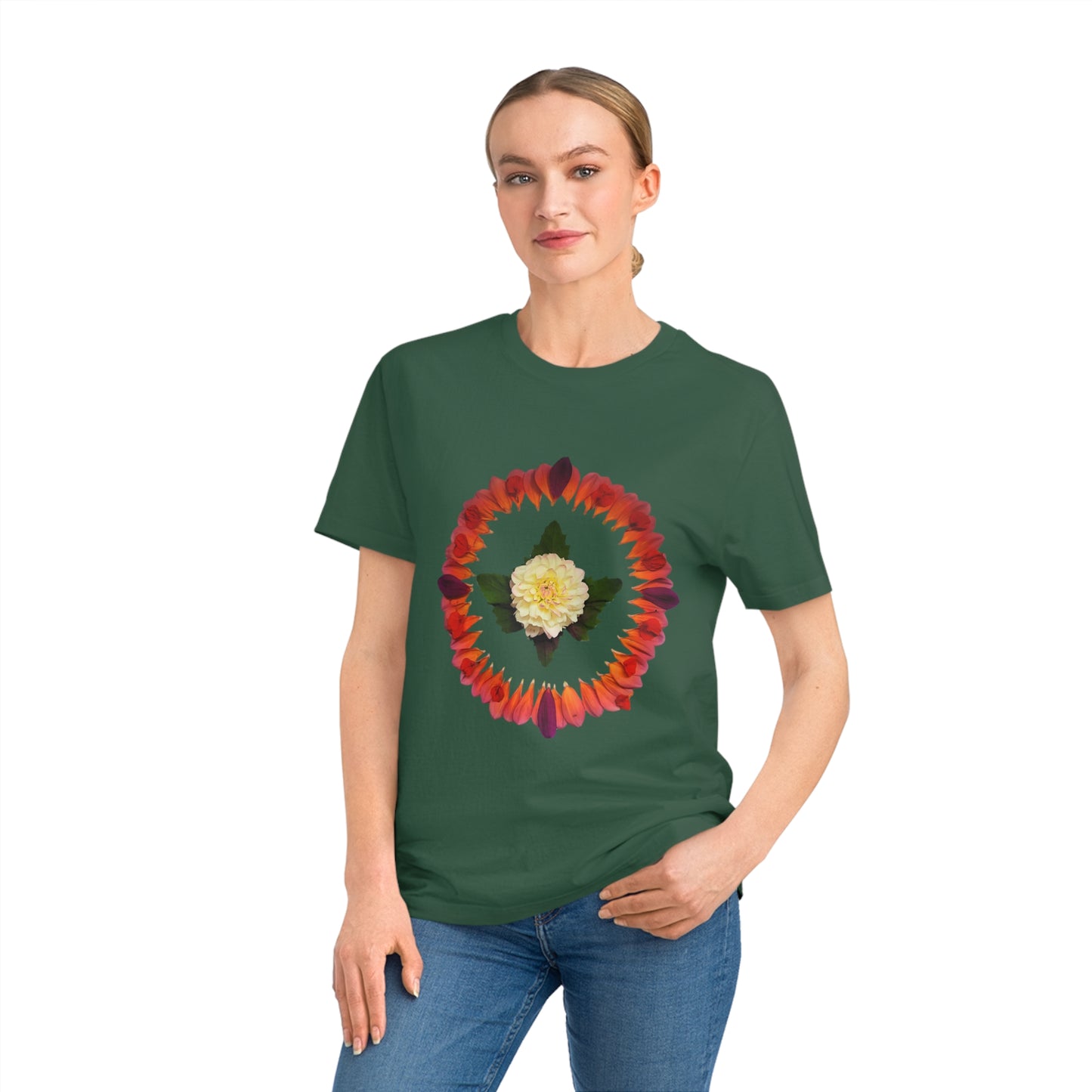 Unisex Mandala T-Shirt (Summer Dahlias)