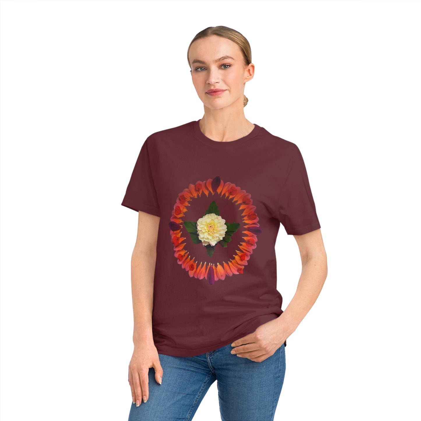 Unisex Mandala T-Shirt (Summer Dahlias)
