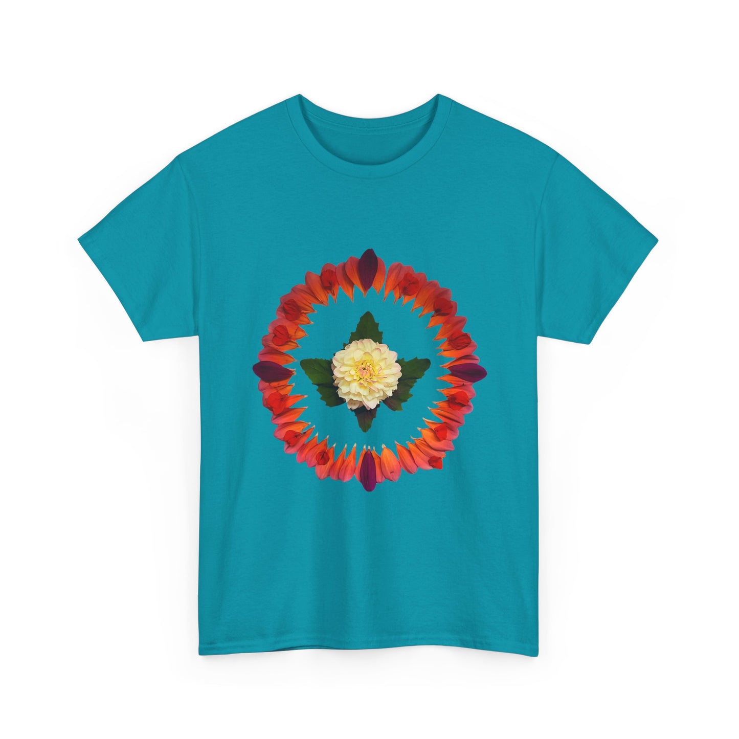 Heavy Cotton T-Shirt (Summer Dahlias)