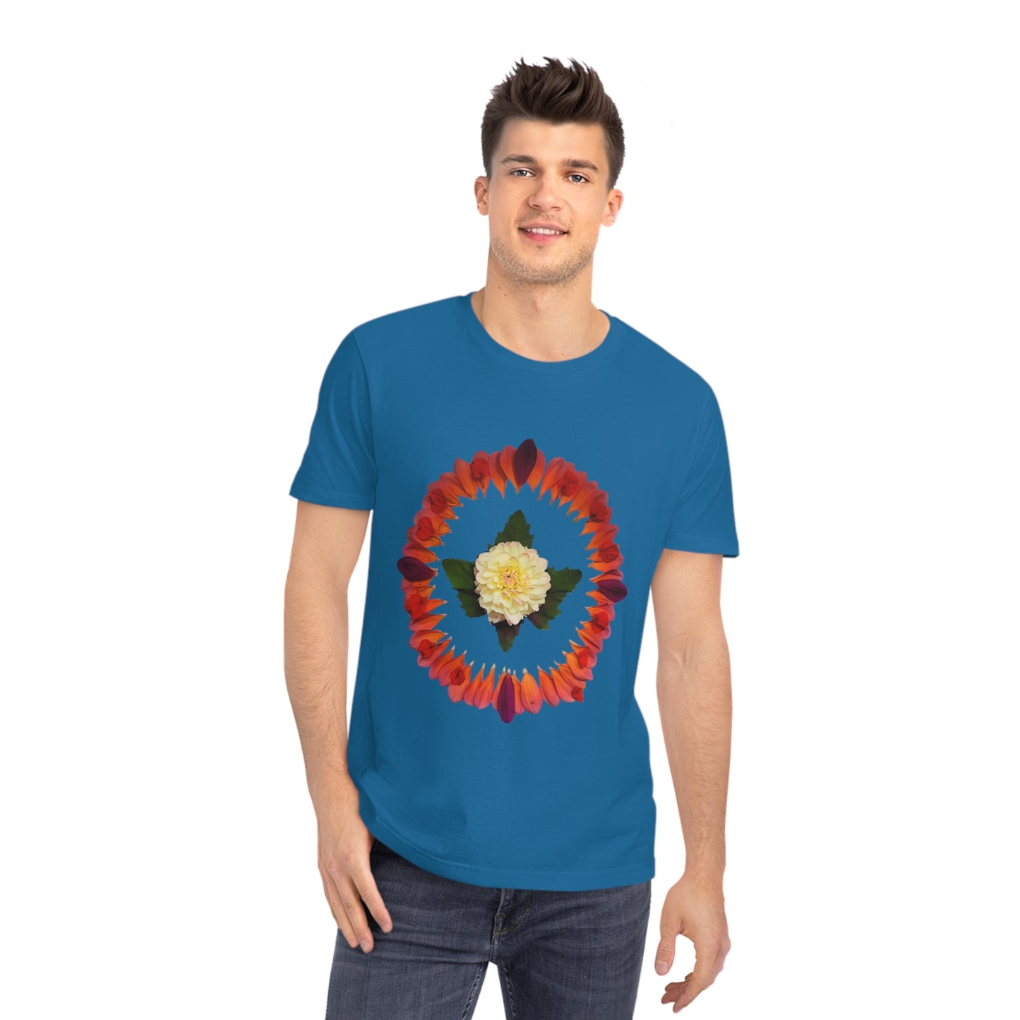 Unisex Mandala T-Shirt (Summer Dahlias)