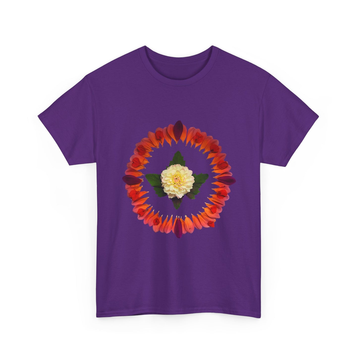 Heavy Cotton T-Shirt (Summer Dahlias)