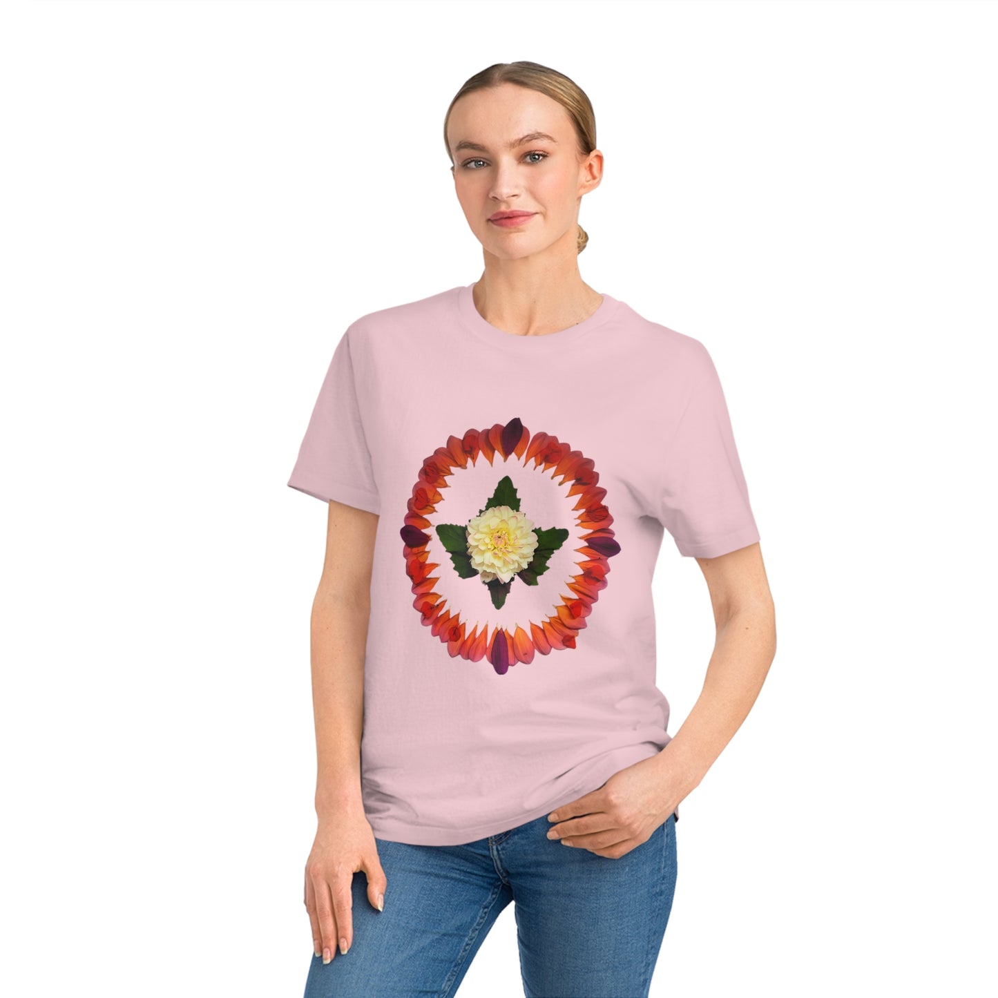 Unisex Mandala T-Shirt (Summer Dahlias)