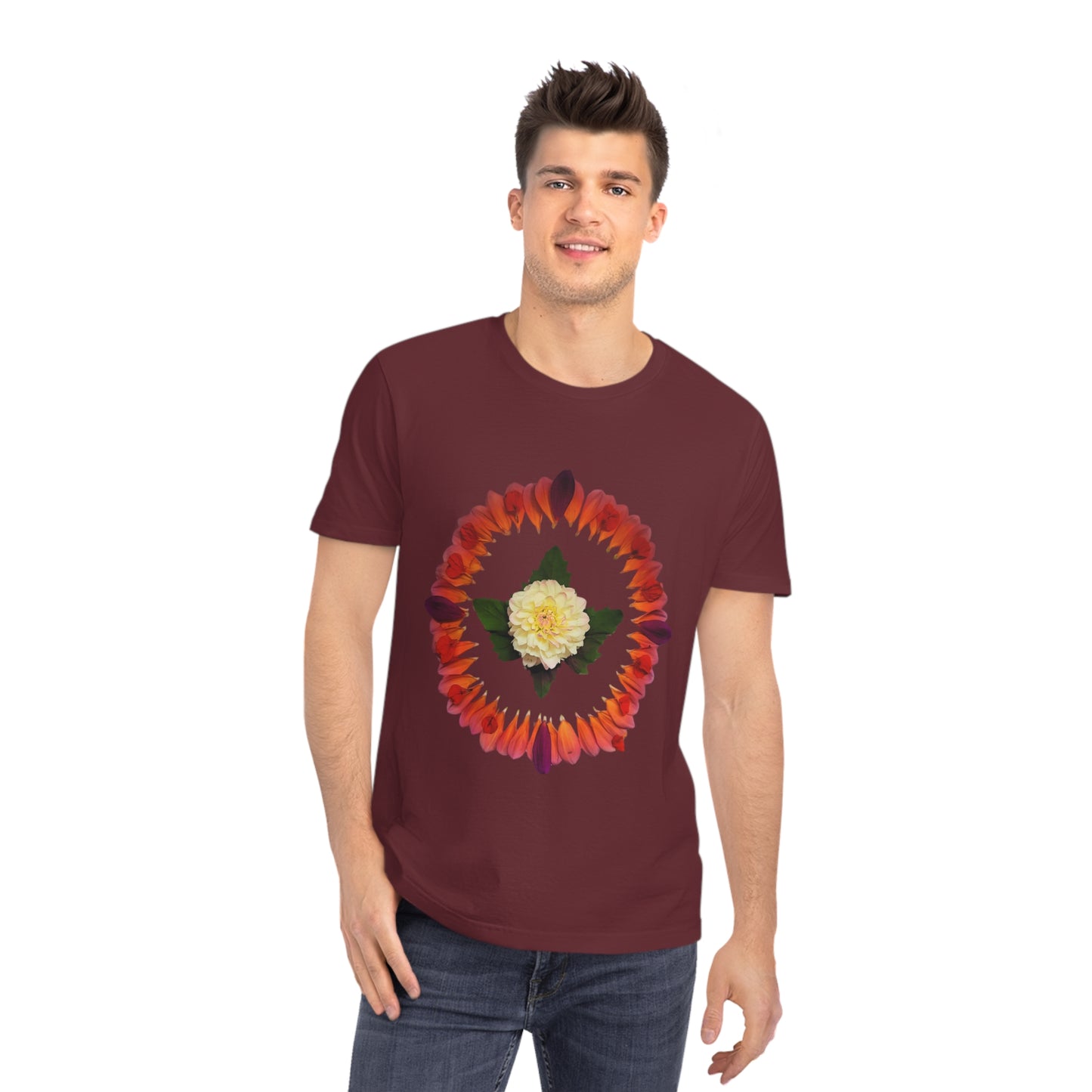 Unisex Mandala T-Shirt (Summer Dahlias)
