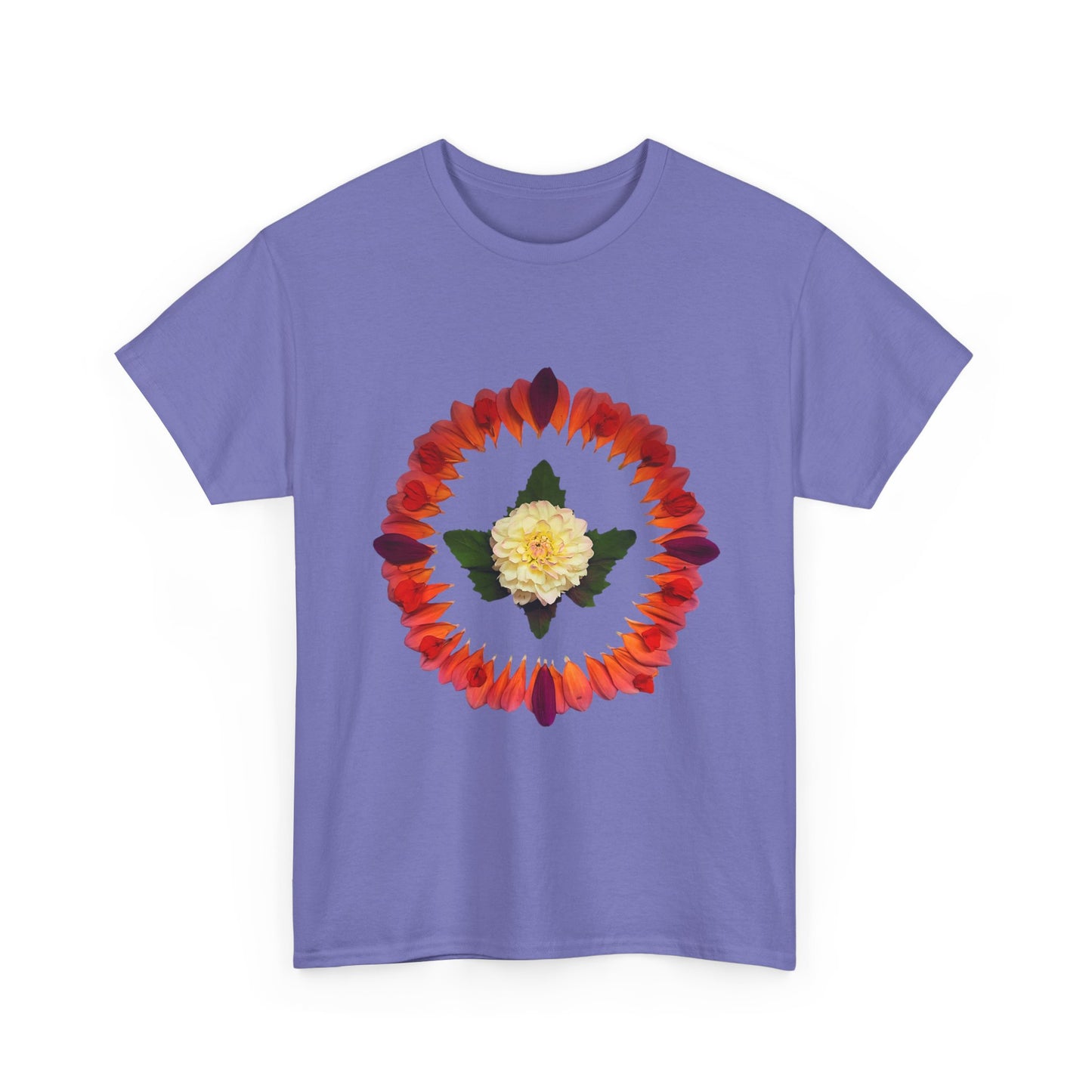 Heavy Cotton T-Shirt (Summer Dahlias)