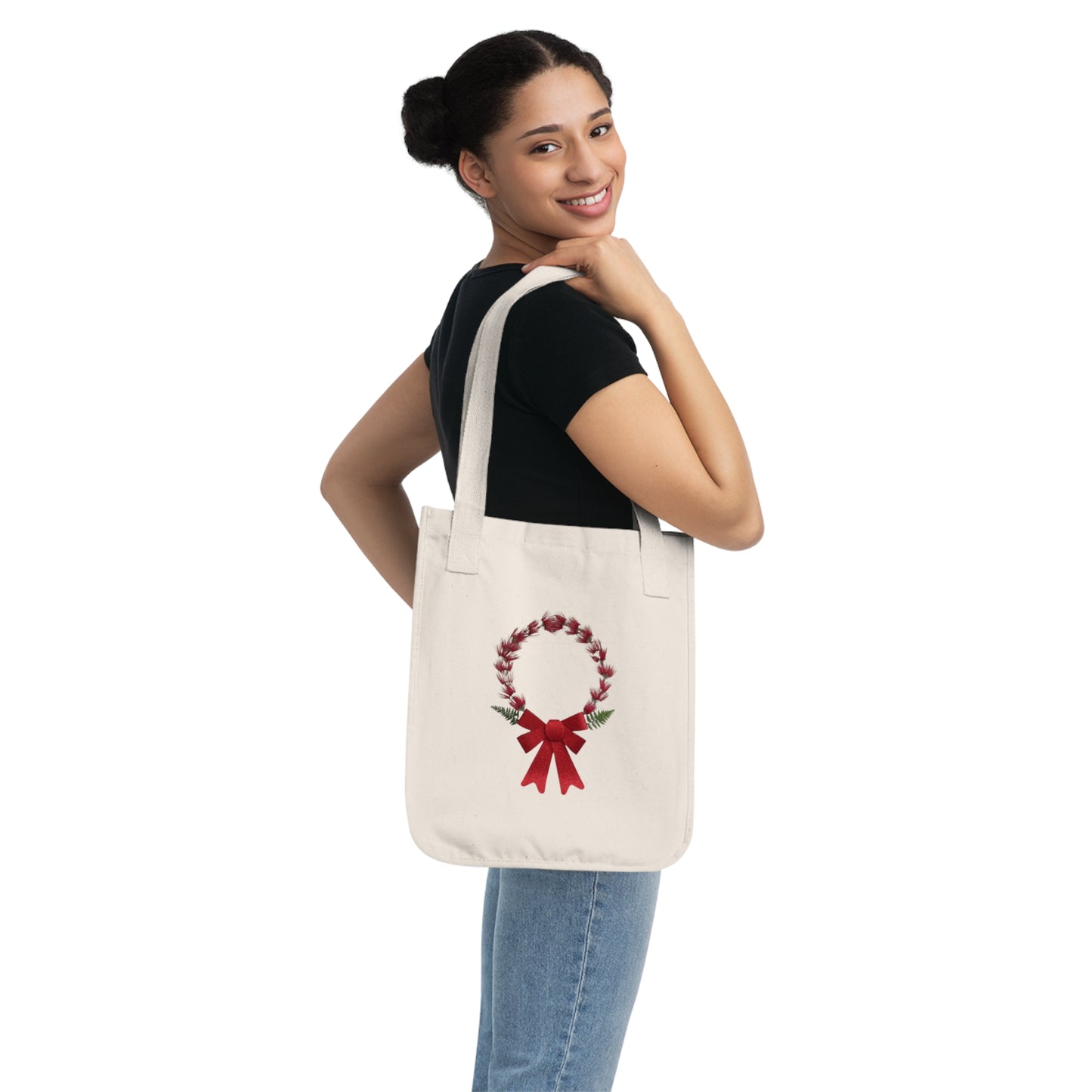 Organic Canvas Tote Bag (Christmas Wreath)