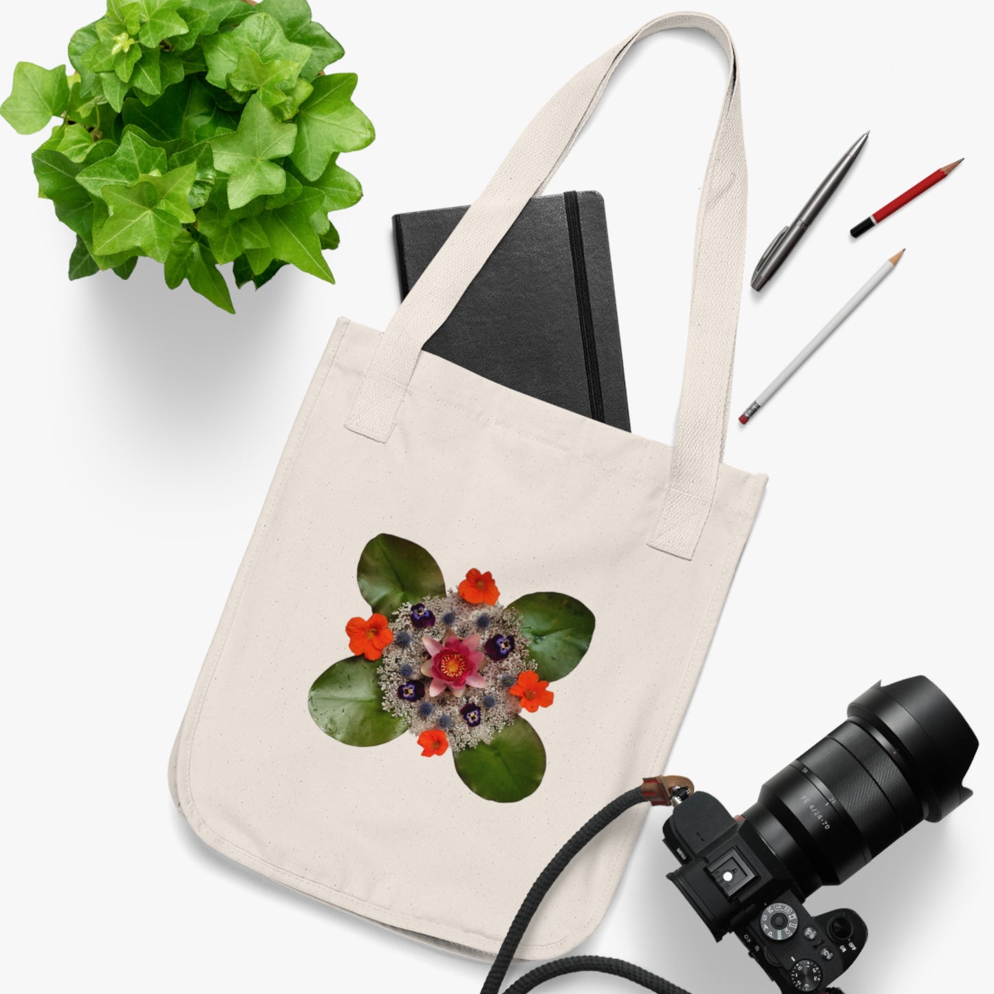 Organic Canvas Tote Bag (Water Lily)
