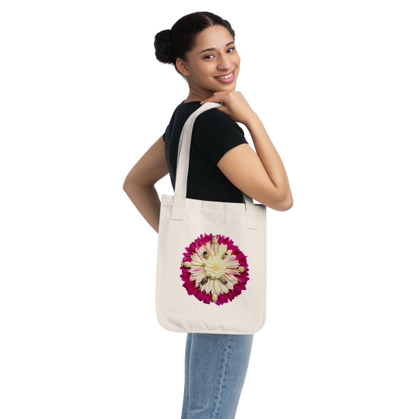 Organic Canvas Tote Bag (Summer Dahlias)