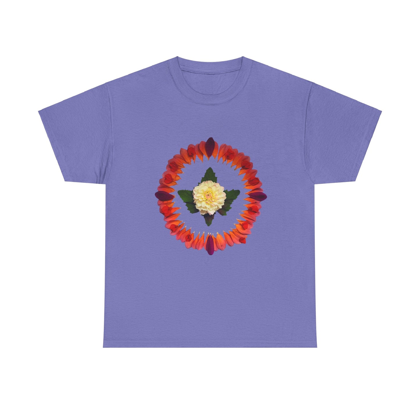 Heavy Cotton T-Shirt (Summer Dahlias)